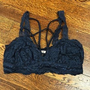 mi ami navy blue unlined lace bralette!